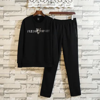 

Plus Fat Plus David Clothing Suit Male Autumn Big Size Sports Suit Round Neck Pullover Sweater Fat Man Top Spuer
