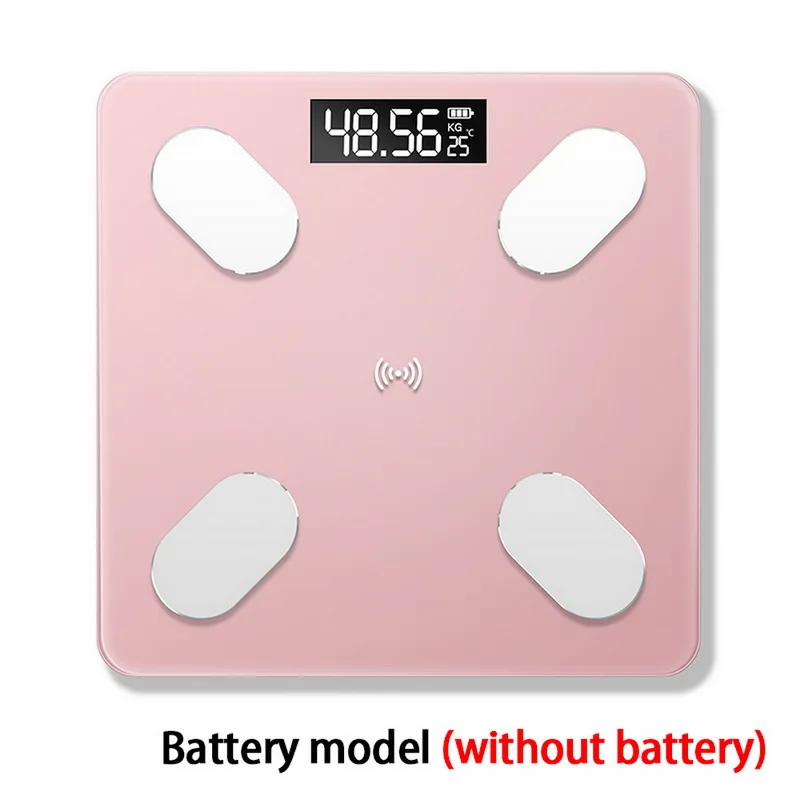 No battery Pink Junejour Bluetooth весы напольные весы для тела весы для ванной смарт-дисплей с подсветкой весы для тела Вес тела Жир вода мышца BMI - Цвет: No battery Pink
