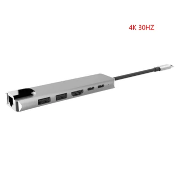 

6 in 1 USB 3.0 High Speed Ports Type-C Hub Usb-C to 4K 30HZ HD Laptop Rj45 Gigabit Ethernet Network PD Hub