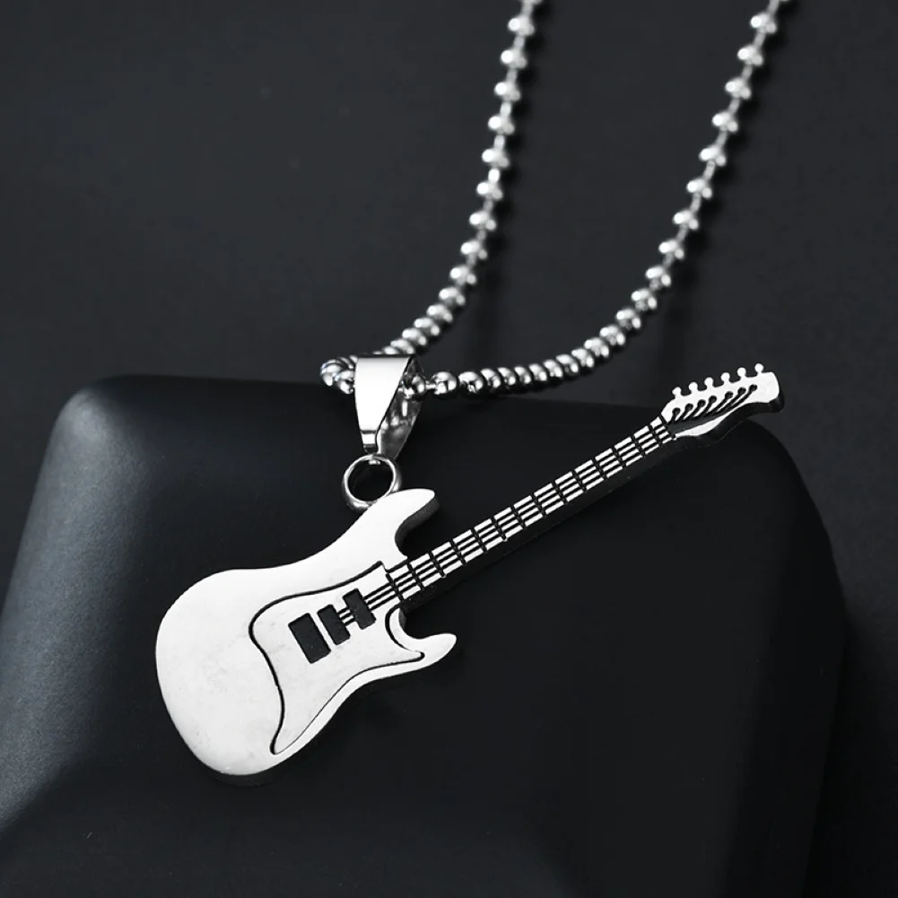 Electric Guitar Pendant Long Chain Necklace Music Lover Guitar Gift - Image 3