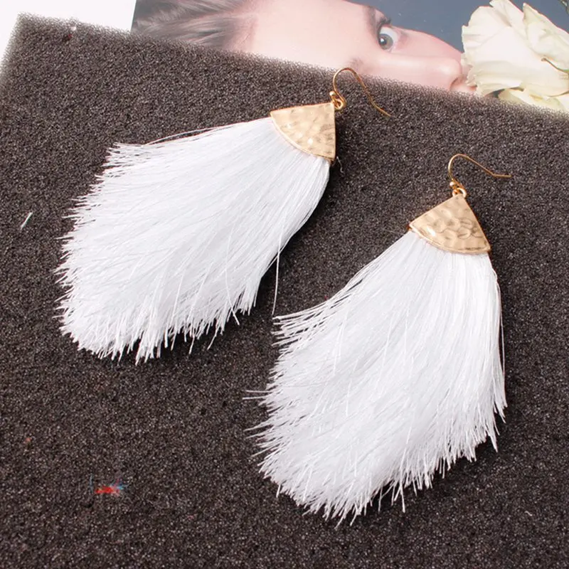 

Vintage Bohemia Long Tassel Earrings For Women Cotton Handmade Fringed Statement Drop Dangle Earrings Ethnic Jewelry