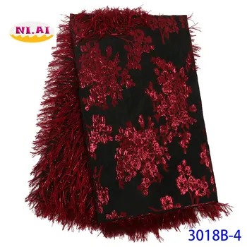 

NIAI African Lace fabric 2019 High Quality Lace Embroidered Brocade Lace French Tulle Lace Fabric For Nigeria Dress XY3018B-4