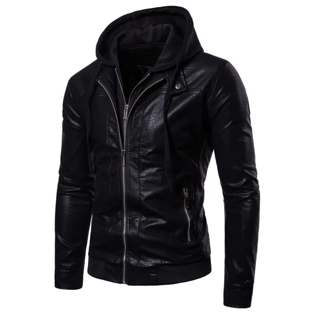 Повседневная кожаная куртка для мужчин черный хаки коричневый тонкий крой кожаные куртки пальто Блейзер кожаная куртка пальто плюс размер