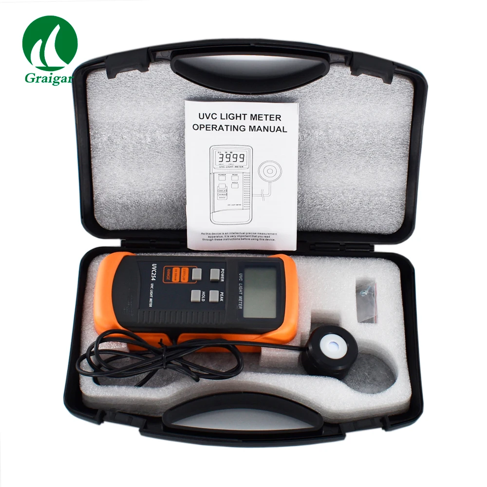 

UVC254 Light Meter Sterilization Lamp Ultraviolet Intensity Tester Spectrum248nm-262nm, 254nm Peak Wavelength