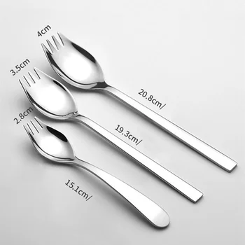 

304 Stainless Steel Fork Spoon Integrated Spoon For Fruits Salad Cute Household Fork Spoon Integrated Spoon