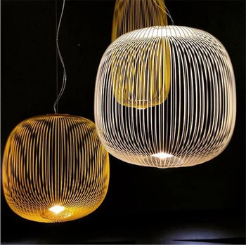 

Foscarini Spokes Pendant Lights Nordic Industrial Bird Cage Lustre Pendant Lamp Dining Room Home Decor Industrial Lighting Led