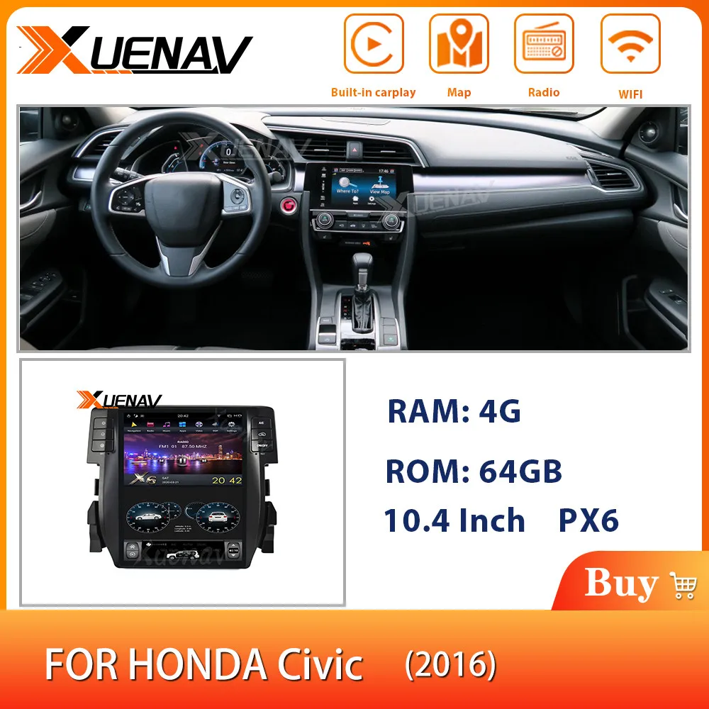 XUENAV 10 4 дюймовая Система Android Авторадио DVD-плеер для-HONDA-Civic 2016 Автомобильный
