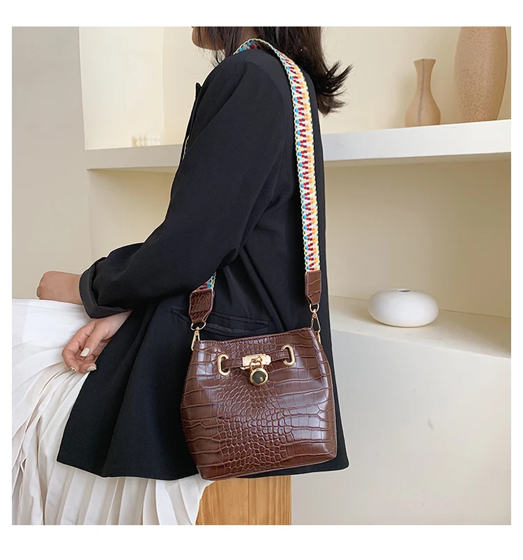 Роскошная женская сумка, дизайнерская сумка на плечо с крокодиловым узором, разноцветная цепочка из искусственной кожи, сумки через плечо для женщин