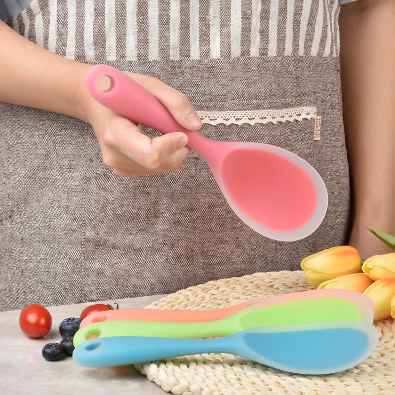 Non-Stick Silicone Spoon Heat Resistant Easy To Clean Rice Spoons Rice Cooker Sushi Scoop Kitchen Utensils Paddle Shovel