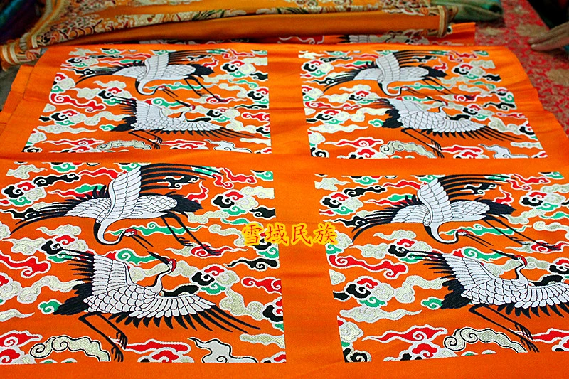 Suministros de budismo telas tibetanas patrón de grúa tela de brocado  satinado|Tela| - AliExpress