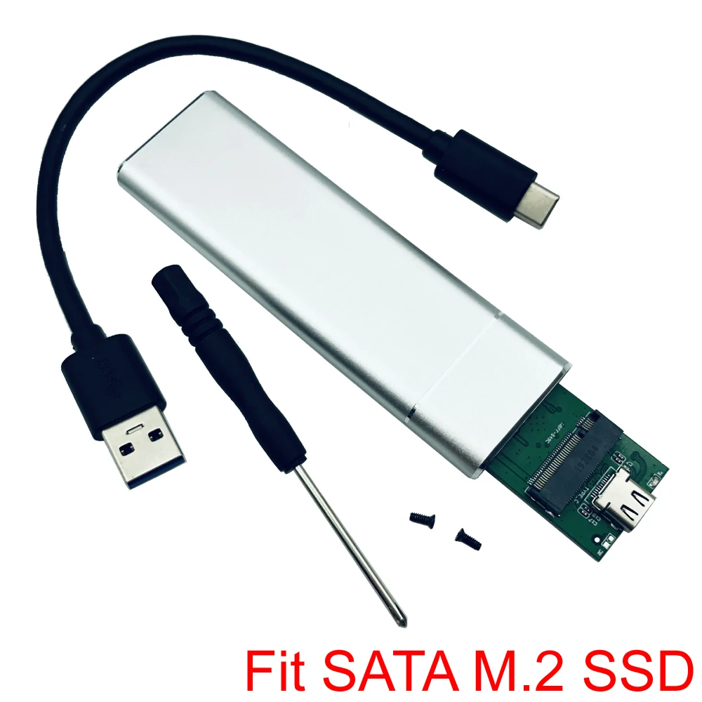 Silver M.2 SATA case USB 3,1 к M.2 NVME диск PCIe SSD корпус, NVME M-Key к type C адаптер чехол для Накопитель SSD с протоколом NVME, USB3.1 к M.2 NGFF SATA SSD корпус коробка - Цвет: Silver M.2 SATA case