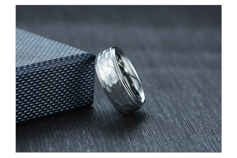 Vnox 8 мм неправильное кольцо с текстурой молотка для мужчин никогда не выцветает нержавеющая сталь повседневные мужские Anel Finger Alliance