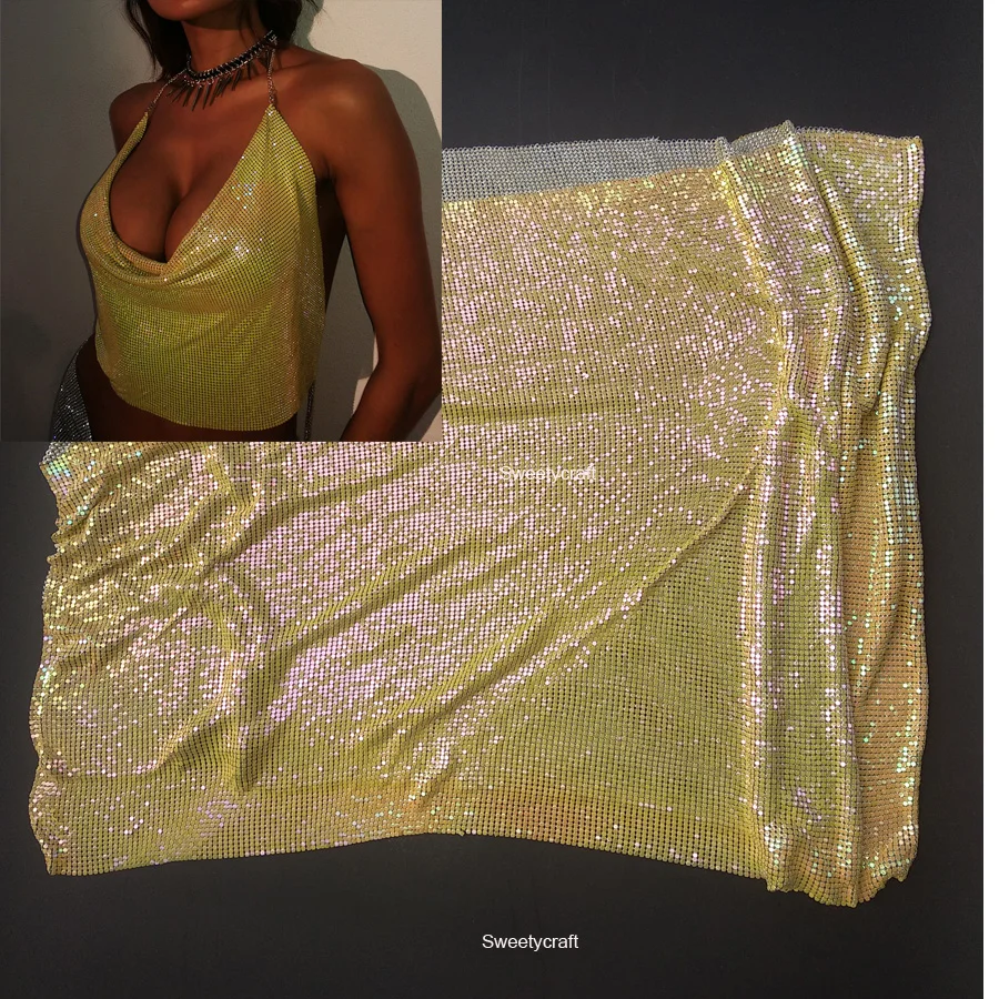 Blue Inridescent Metal Mesh Fabric 7