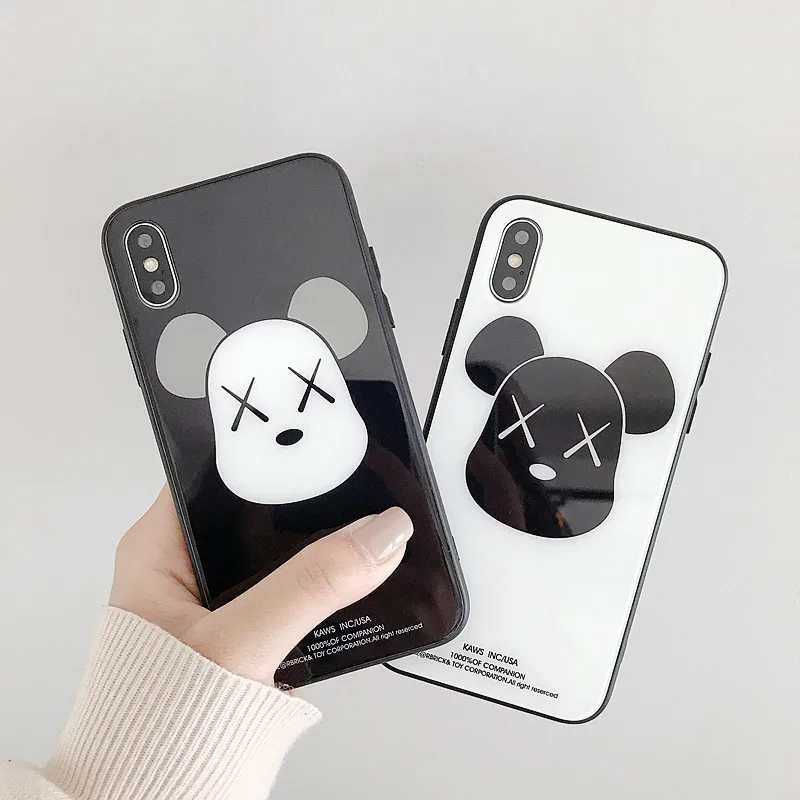 Чехол из закаленного стекла для samsung Galaxy A10, A30, A50, A70, A90, мультяшный жесткий чехол для samsung A20, A40s, A60, A80, чехол, Bear Couqe Capa