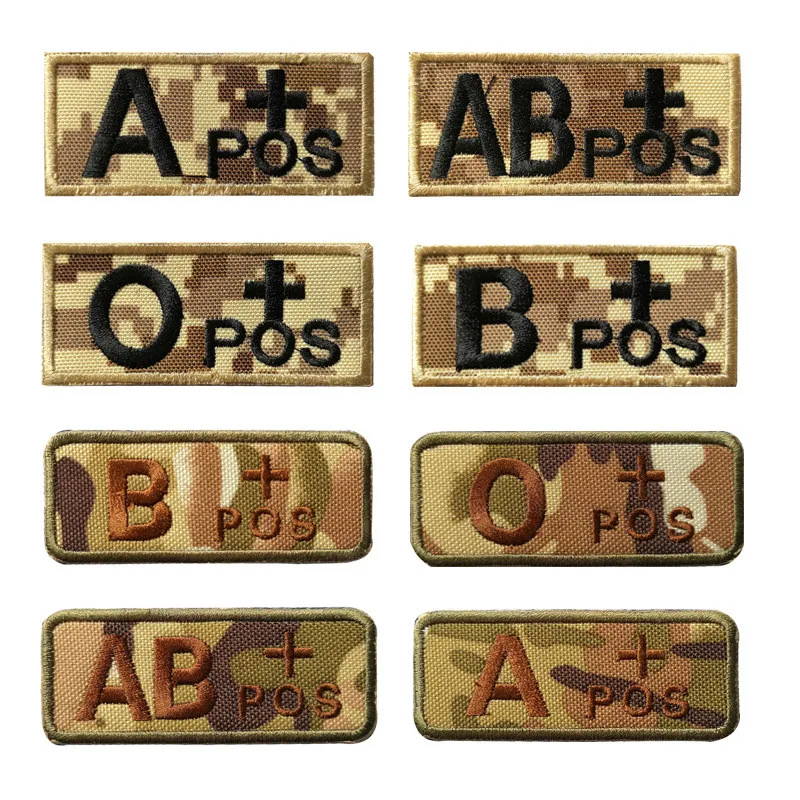 Вышитые военные камуфляжные нашивки типа крови тактические A + O B AB положительные