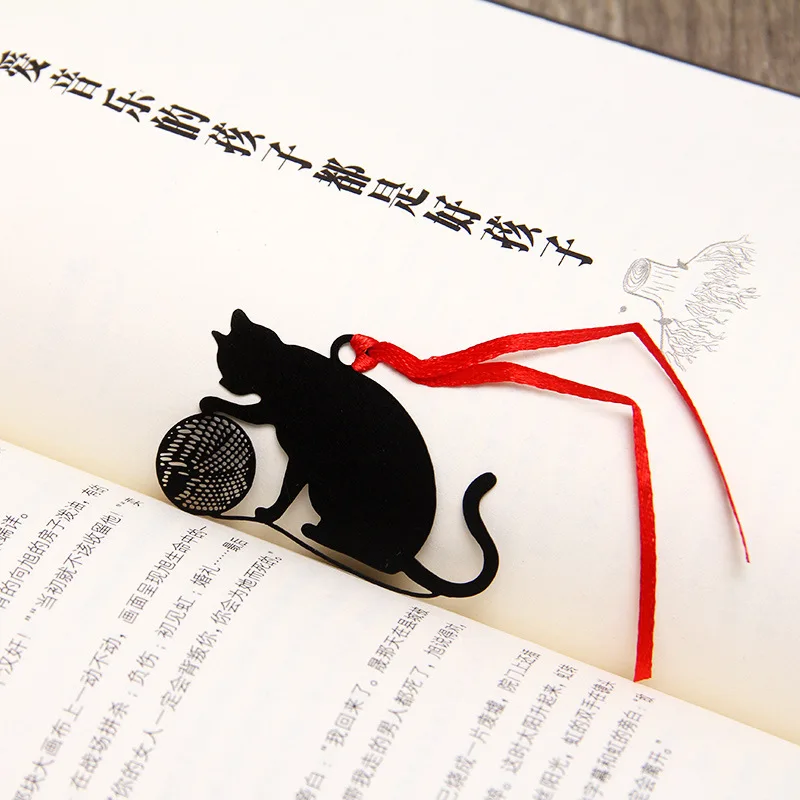 Креативная черная кошечка милые металлические пустотелые книжки для книг