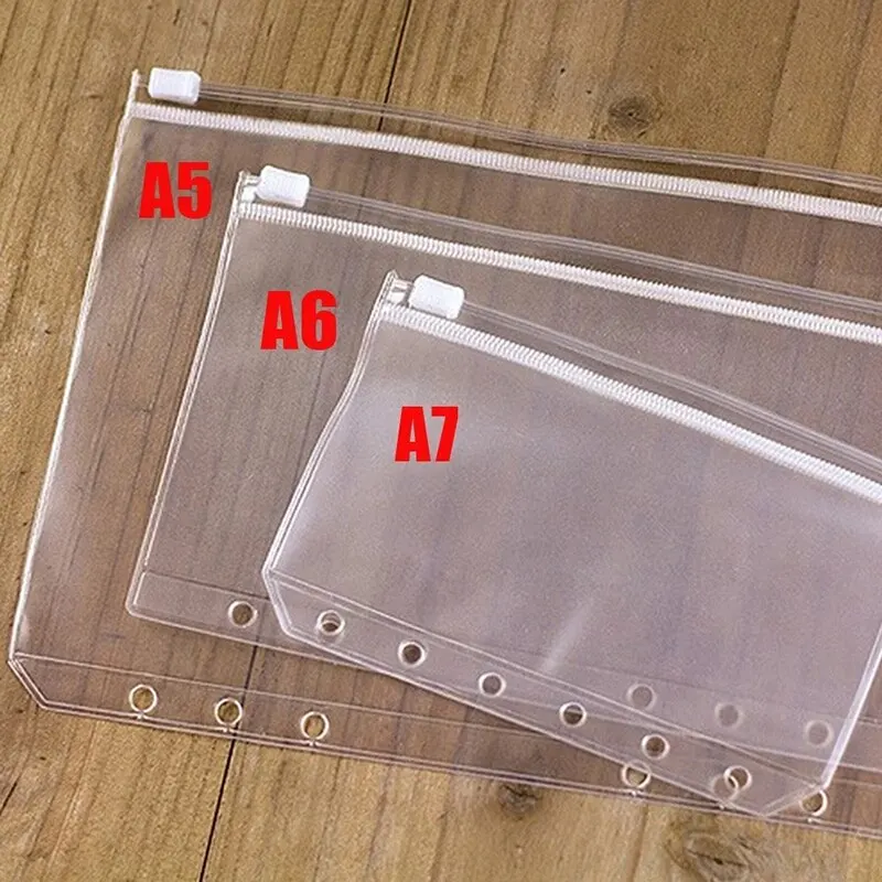 Organizador de archivos, carpeta de almacenamiento de plástico transparente estándar, bolsa de hojas sueltas con cremallera de estilo automático, para documentos, 1 ud.
