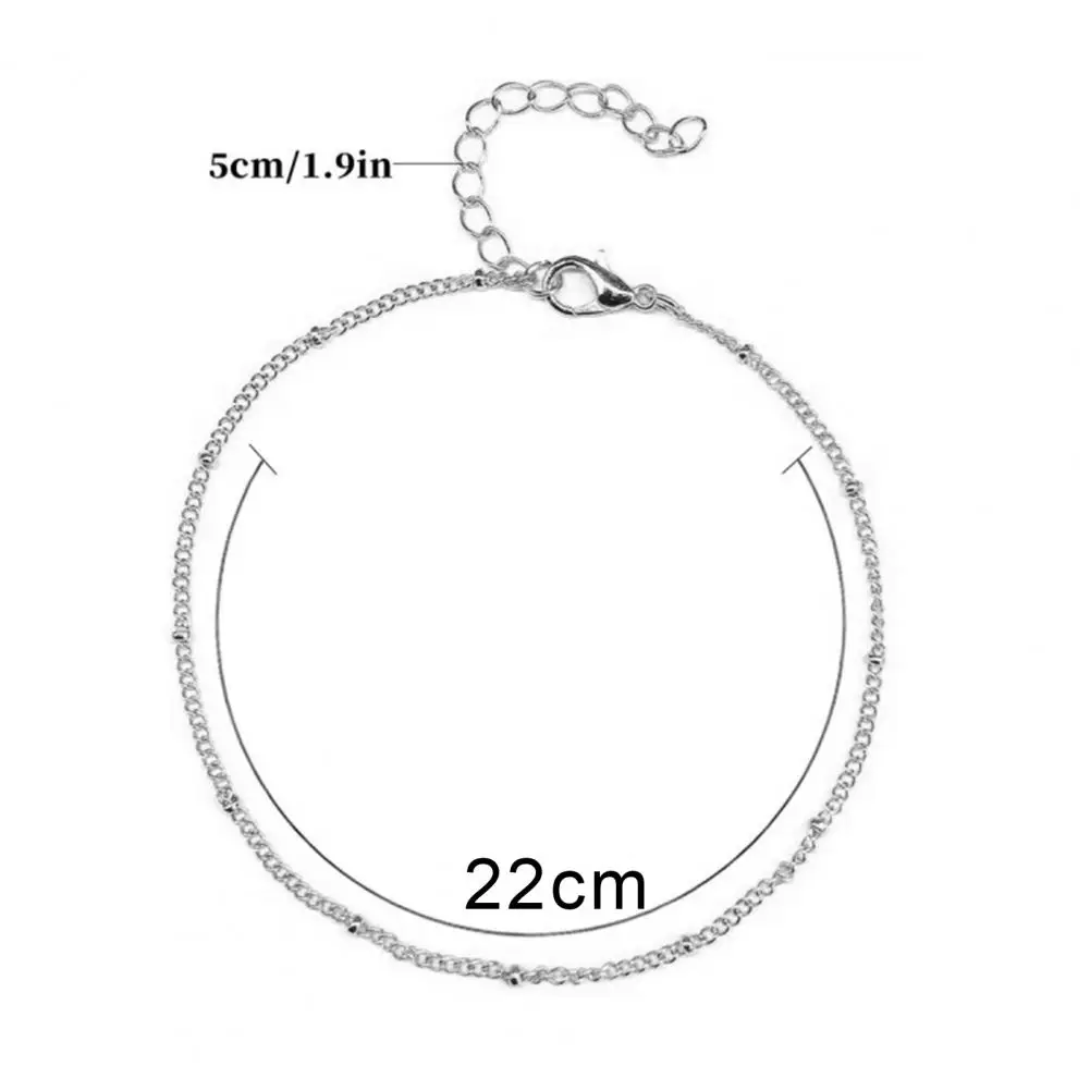 Silver Anklet Bracelet Beads Summer Beach Foot Jewelry 5Pcs/Set