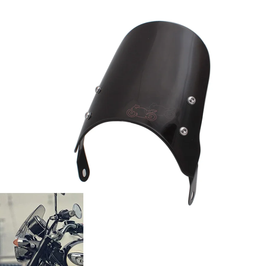 

Black Motorcycle Windscreens Pare-brise ABS Wind Deflectors Windshield For Triumph Bonneville T 100/120 T120 01-17 Thruxton 900