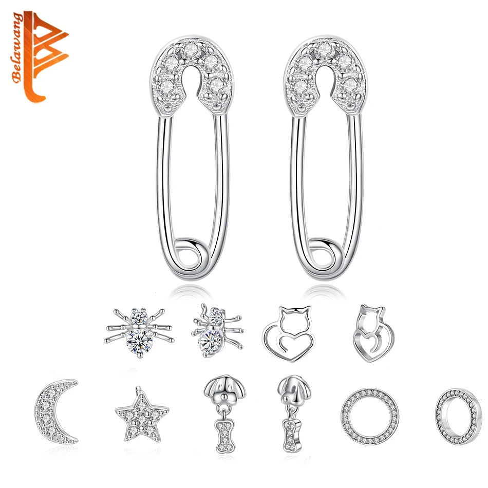 925 короны из стерлингового серебра Сердце животное собака кошка серьги гвоздики для женщин модные маленькие круглые серьги ювелирные изделия Brincos Bijoux подарок