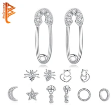 925 короны из стерлингового серебра Сердце животное собака кошка серьги гвоздики для женщин модные маленькие круглые серьги ювелирные изделия Brincos Bijoux подарок