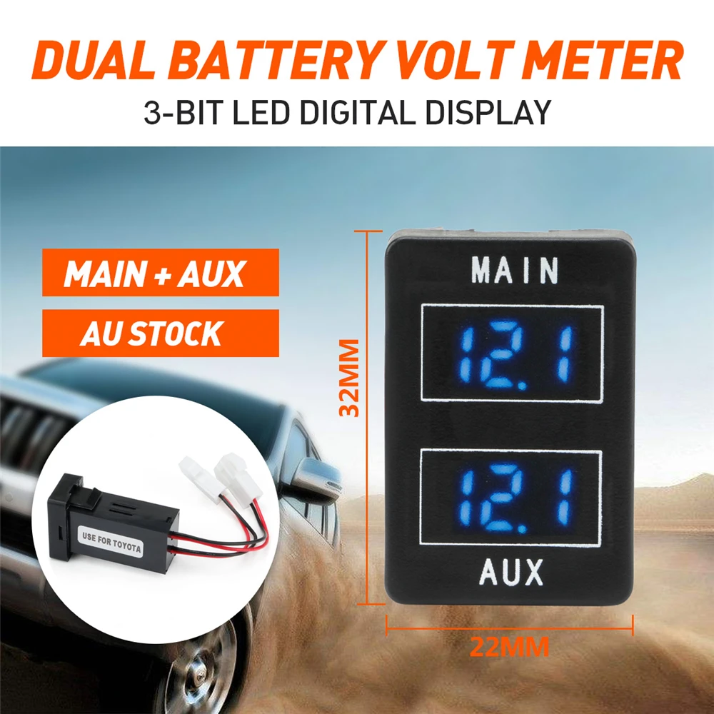 32x22mmBlackAUXMainCarDualBatteryVoltMeter12V24VforToyotaPrado150Landcruiser.jpg