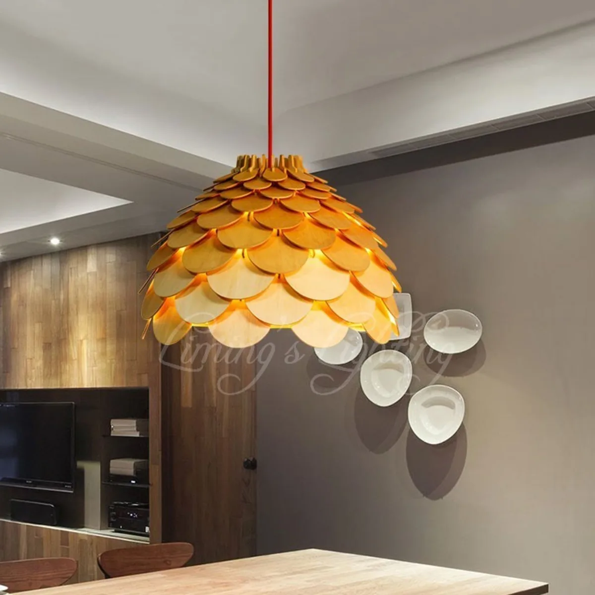 Nordic Morden OAK Wooden Pinecone светодиодные подвесные светильники деревянные современные