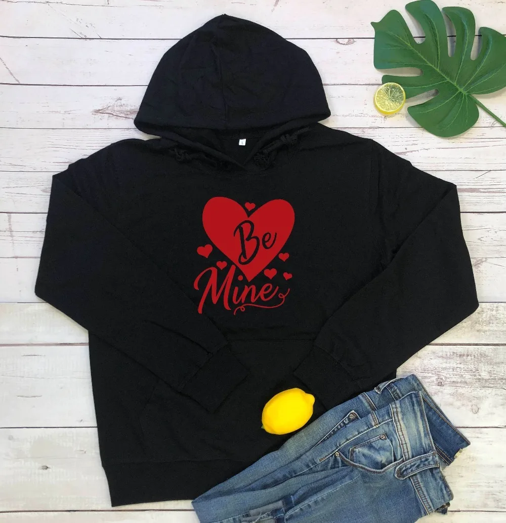 Be mine Повседневная одежда на День святого Валентина с изображением большого сердца Женская мода для влюбленных пар kawaii толстовки винтажные хипстерские пуловеры Топ-L217