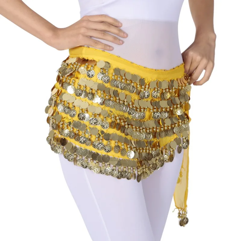 

Cheap Sequin Dancewear Scarf Women Practice Clothing Triangle Hip Scarf Colorful Adjustable Fit Gold Coins Belly Dance costume*
