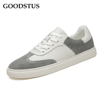 

GOODSTUS Men Genuine Leather Casual Shoes Breathable Solid Simple Style Platform Comfortable New Fashion Male Outdoor Walking