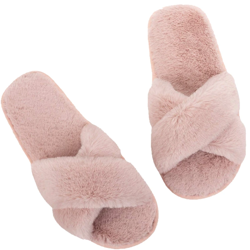 

LJL-Ladies Autumn and Winter Fashion Home Fluffy Slippers Flat Non-Slip Cotton Bedroom Slippers Soft Home Outdoor Sandals