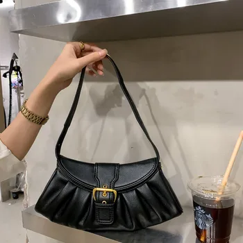

French Fold Cloud Dumpling Bag New Split Leather Female Bag Small Bag Messenger Shoulder Underarm Baguette Bag Louie Vuiton