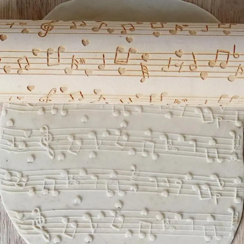 Музыкальная нота дерево тиснение Скалка «сделай сам» для выпечки печенья гравированный трафарет