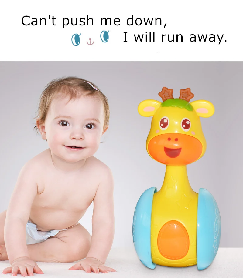 1 шт. детские игрушки 0-12 месяцев, развивающая игрушка, детская скользящая погремушка, олень, мультяшный жираф, неваляшка, головоломка обучения, игрушка