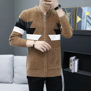 

Mens Sweaters O-Neck Khaki Black Winter Cardigan Zipper Thick Casual Sweater Men Long Sleeve New Fashion