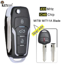 KEYECU 433MHz ID46 ترقية الوجه 2 مفتاح بزر عن بعد فوب لميتسوبيشي باجيرو ، لانسر و أوتلاندر اليسار/MIT11R شفرة الحق
