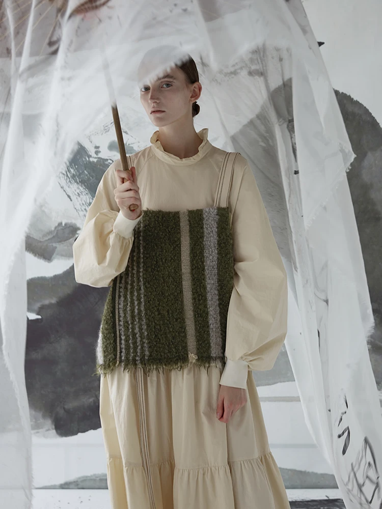 

Fall Winter 2019 New Collection spaghetti straps striped wool vest women top