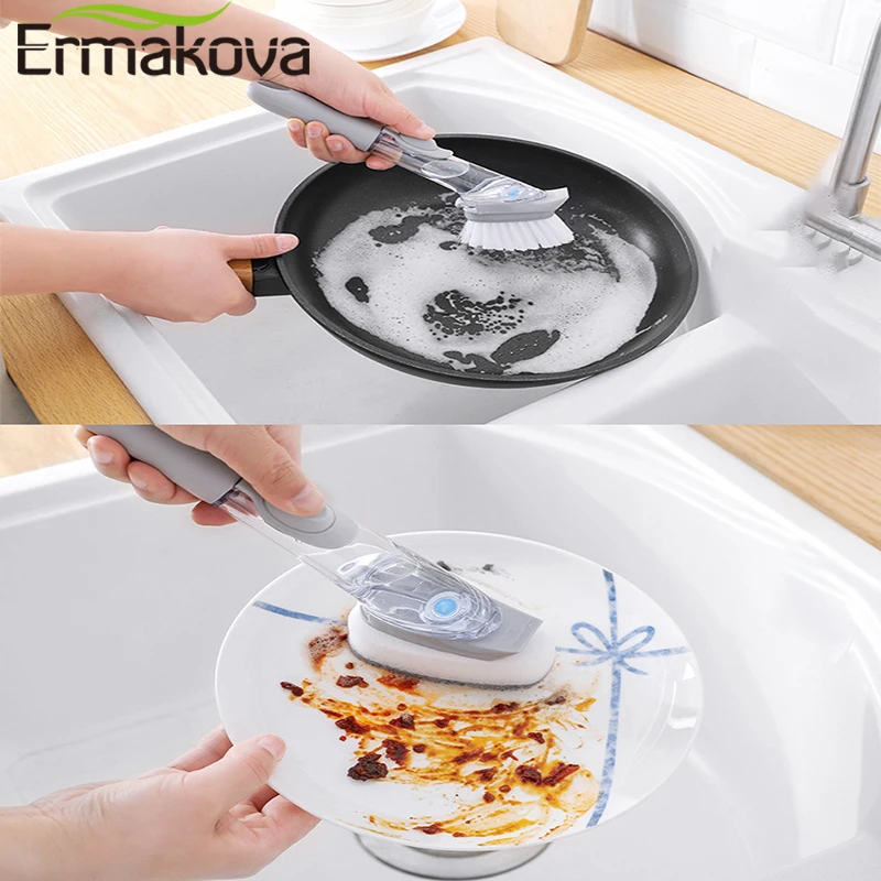 Ермакова мыло дозатор блюдо раковина щетка кухня сменный горшок скруббер Диспенсер Очиститель с дополнительной 1 губка щетка головка