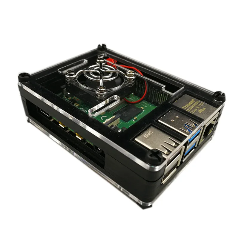 Для Raspberry pi 4 поколения 4B макетная плата шасси 9 слоев акриловый корпус с вентилятор+ кожух вентилятора - Цвет: Белый