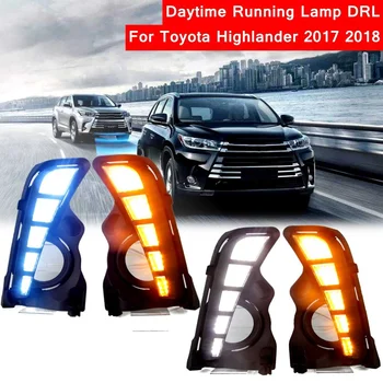 

2pcs LED Daytime Running Light Lamp DRL Fog Light Daylight For Toyota Highlander 2017 2018 Yellow White Blue Turn Signal Lamp