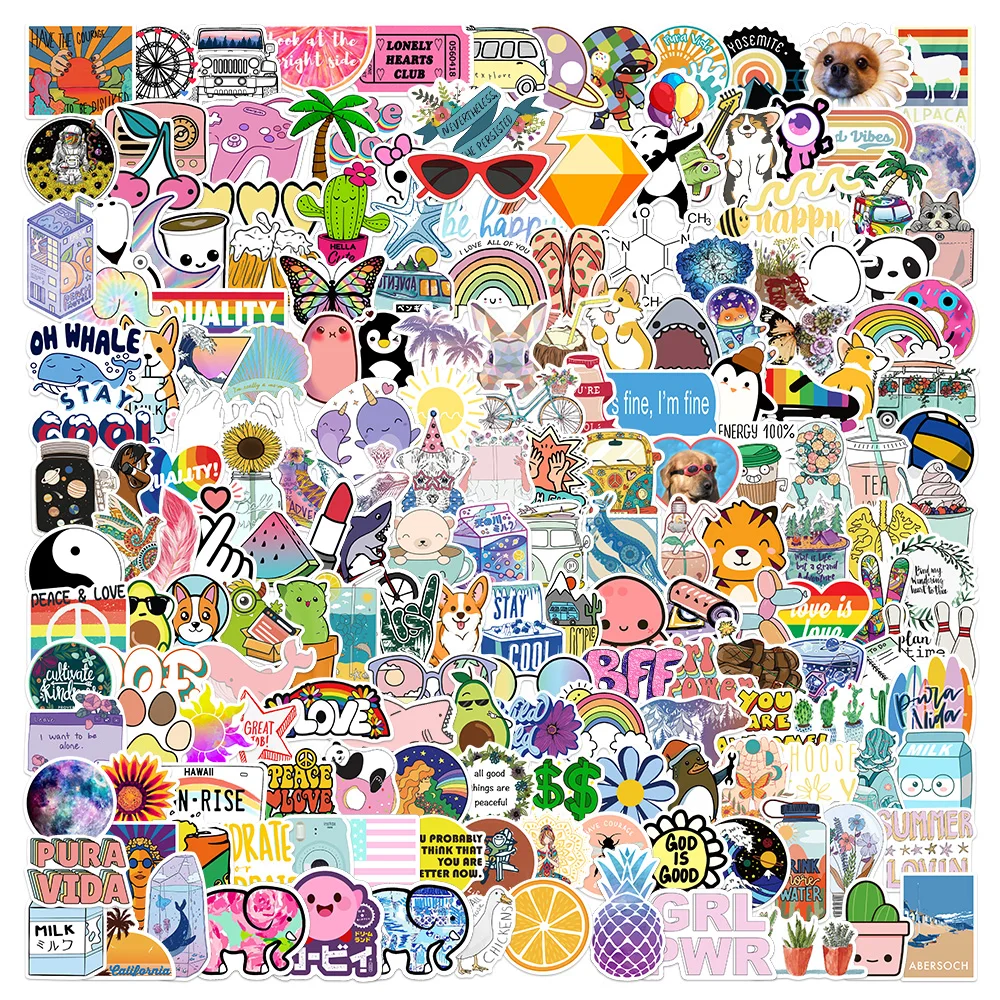 100/200Pcs/set Cartoon VSCO Stickers For Grils Guitar Kids TOY Bicycle Motorcycle Car Skateboard Luggage Decals Kids Toy