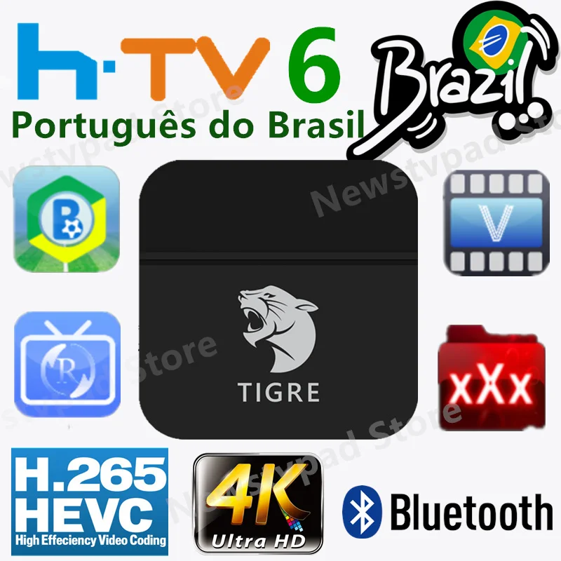 Tigre коробка ТВ Tigre ТВ коробка HTV 6 H tv 6 h tv 5 Бразильский Португальский ТВ Интернет потоковая коробка Live IP tv фильм Бразилия медиаплеер - Цвет: 2019 HTV Tigre