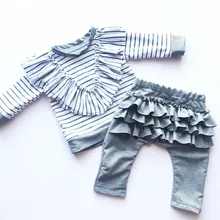 Одежда для новорожденных девочек; футболка с длинными рукавами и воротником с оборками; штаны с оборками; леггинсы; одежда с оборками для маленьких девочек; одежда для малышей