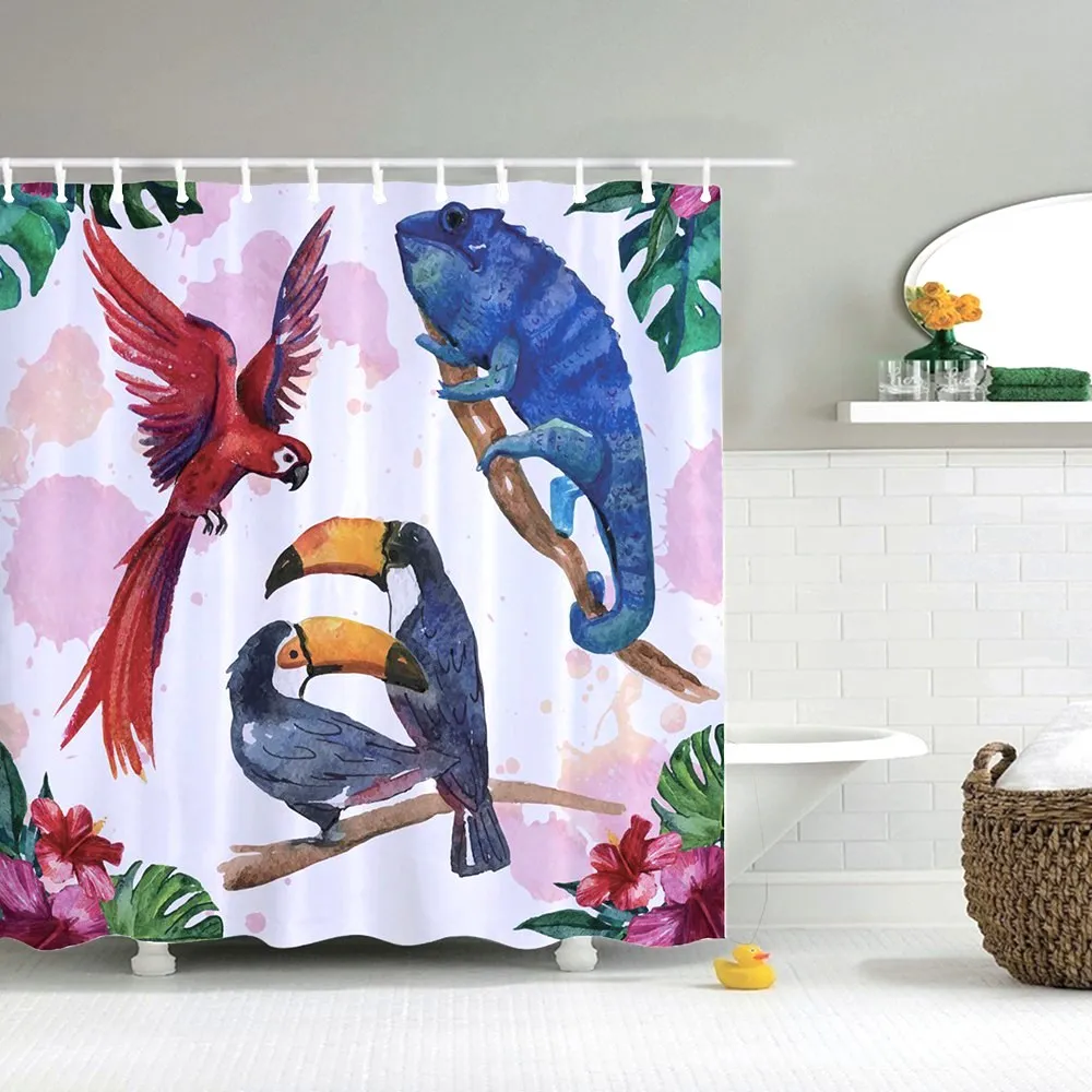 23679 Dafield Parrot занавеска для душа джунгли красочные птицы на ветках деревьев попугай тема тропическая природа растения занавеска для душа - Цвет: 23679