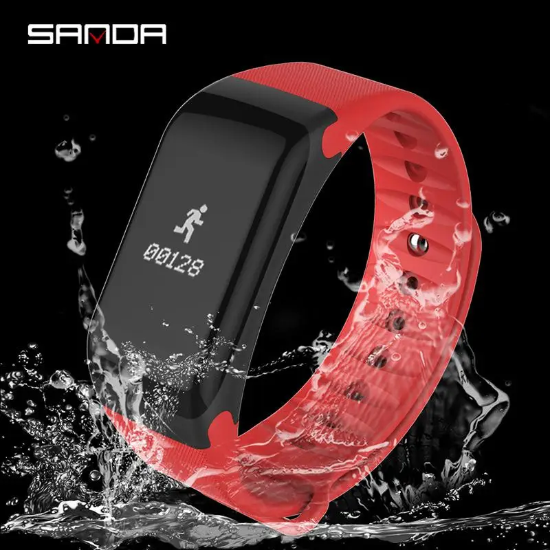 Sanda F1 Smart Bracelet Sports Watch Men Women Waterproof Multifunction Pedometer Blood Pressure Heart Rate Record Running Clock |