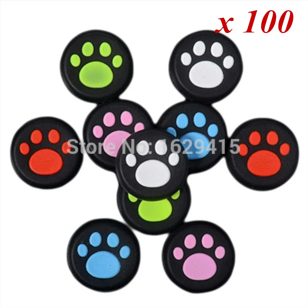 100 PCS Cat Paw Caps IVYUEEN 100 шт силиконовый коврик для кошки Стильный силиконовый Аналоговый чехол для Dualshock 4 Playstation 4 PS4 контроллер палочки для большого пальца ручки колпачок - Цвет: 100 PCS Cat Paw Caps