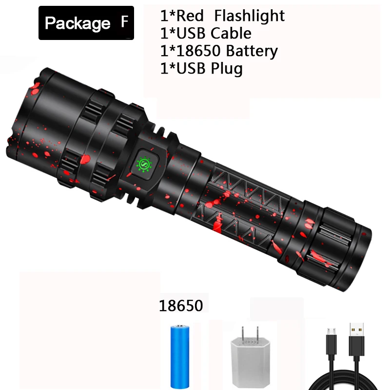Package F 85000лм светодиодный фонарь перезаряжаемый E17 L2 T6 фонарь XHP50 водонепроницаемый масштабируемый фонарь 18650 или 26650 использования батареи - Испускаемый цвет: Package F