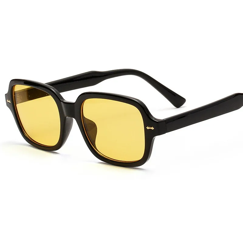

Fashion Unisex Square Sunglasses Men Women Fashion Small Frame Yellow Sunglasses Female Retro Rivet Glasses UV400 O403