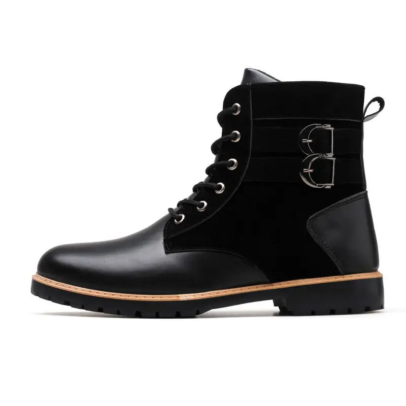 new size 39-44 Autumn Winter Vintage Leather Ankle Boots Men Shoes Classic Male Casual Motorcycle Boot Footwear - Цвет: Черный