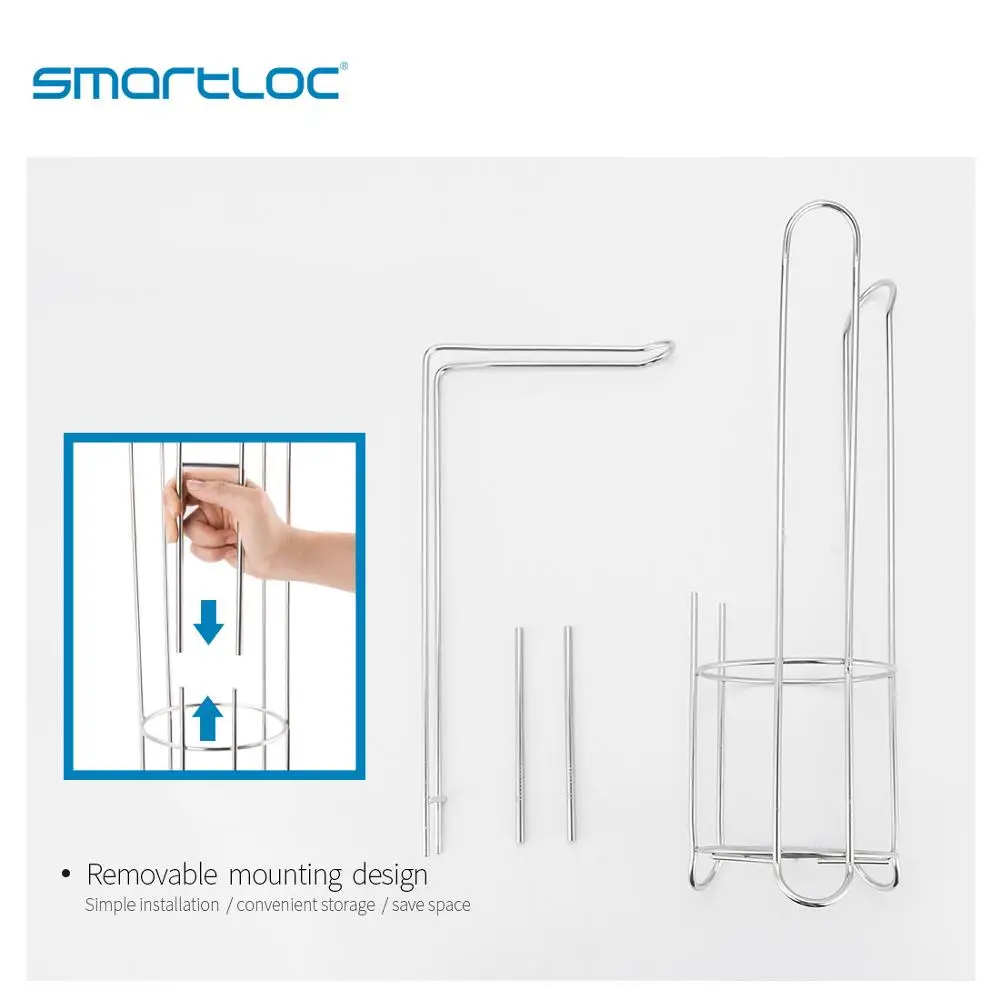 smartloc S/S Large Stand Toilet Paper Holder Tissue Roll Rack Bathroom Storage Container Bath Accessories Kitchen Organizer
